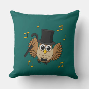 Coussin Chouette dansante mignonne avec notes musicales De