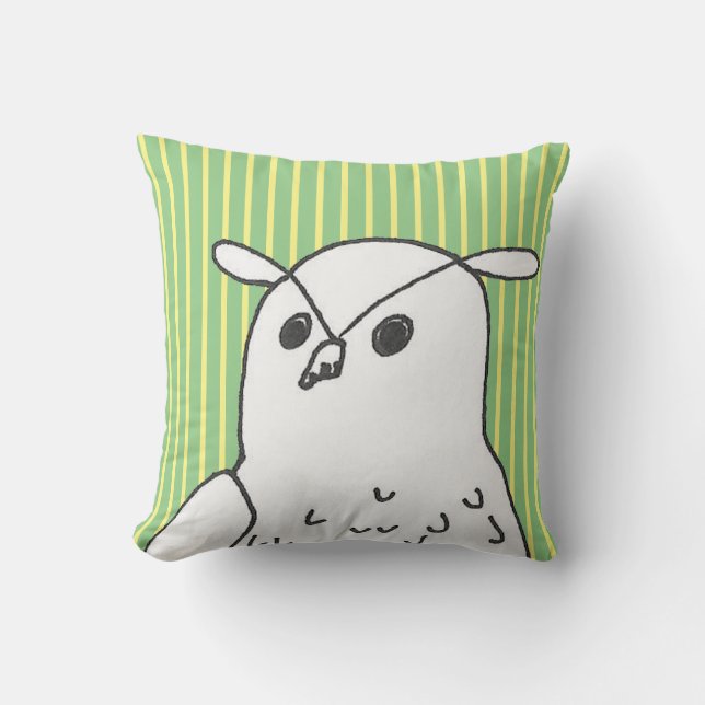 Coussin Chouette d'art de la forêt verte (Recto)