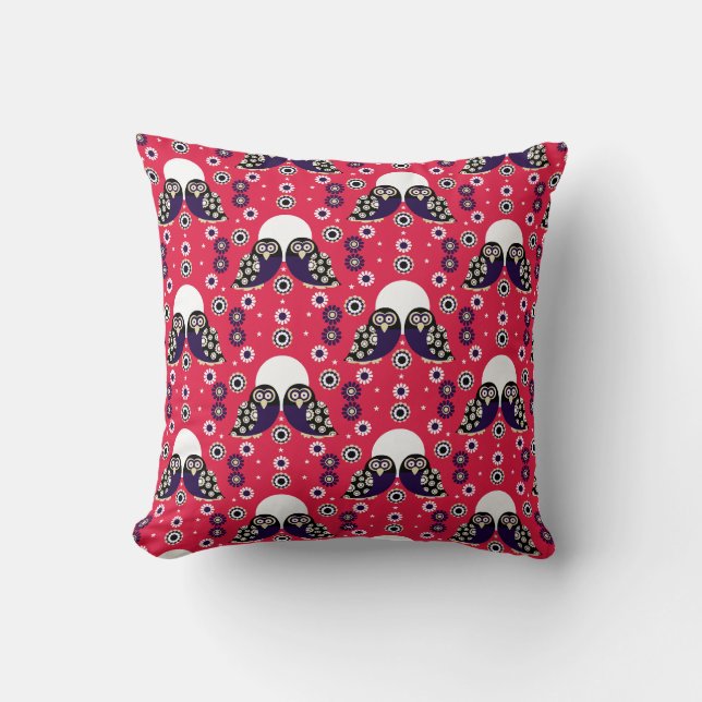 Coussin Chouette d'art populaire (Recto)