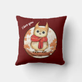 Coussin Chouette de dessin animé adorable " Je t'aime" (Verso)