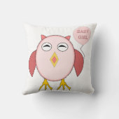 Coussin Chouette de fille rose mignonne (Verso)