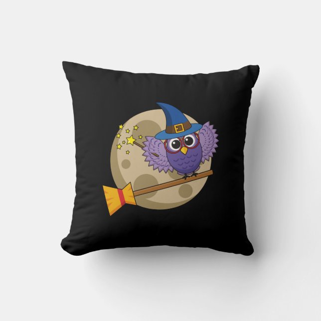 Coussin Chouette de l'Assistant de dessin animé volant sur (Recto)