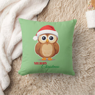 Coussin Chouette d'hiver des animaux adorables Père Noël N