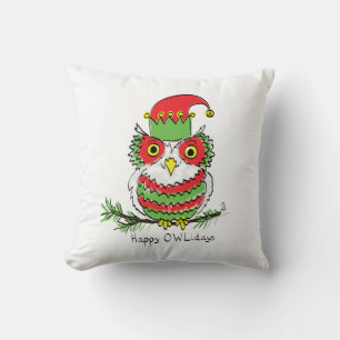 Coussin Chouette Drôle Noël Mignonne Vacances