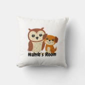 Coussin Chouette et Chiot Mignon pour la Décoratio (Recto)