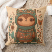Coussin Chouette florale de mûre boho (Couverture)
