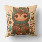 Coussin Chouette florale de mûre boho (Verso)