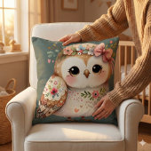 Coussin Chouette Florale Mignonne avec un Nœud
