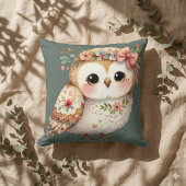 Coussin Chouette Florale Mignonne avec un Nœud