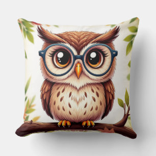 Coussin Chouette mignonne avec des fleurs pour les amateur