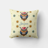 Coussin Chouette mignonne avec fleurs enfants (Recto)