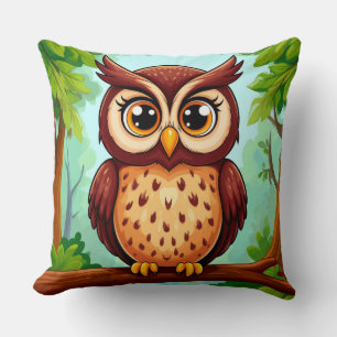Coussin Chouette mignonne de la forêt pour les amoureux de