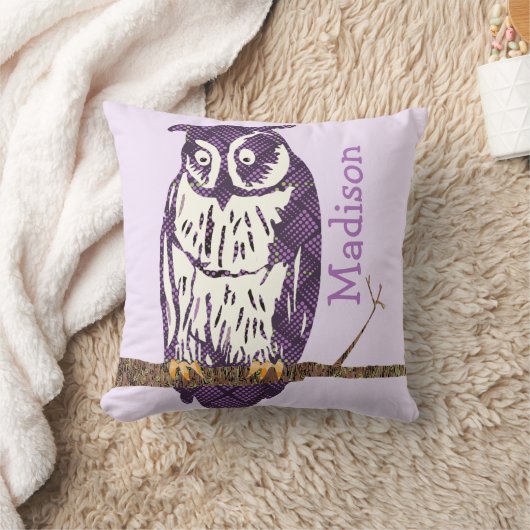 Coussin Chouette moderne Chouette personnalisée pourpre Fi (Couverture)