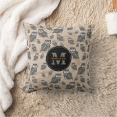 Coussin Chouette Motif & Monogramme rustique en bois (Couverture)