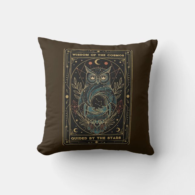 Coussin Chouette Oracle Cosmique • Céleste Mystique (Recto)