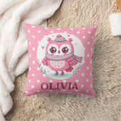 Coussin Chouette Rose Mignonne et Points (Couverture)