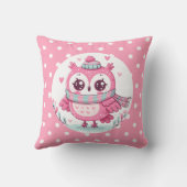 Coussin Chouette Rose Mignonne et Points (Verso)