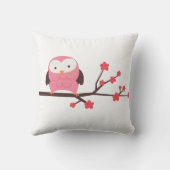 Coussin Chouette rose mignonne Faire-part de naissance (Verso)