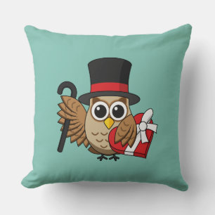Coussin Chouette sophistiquée avec boîte de chocolat cardi