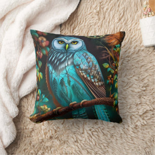 Coussin Chouette turquoise