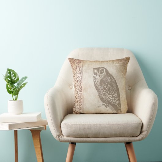 Coussin Chouette Vintage crème (Chaise)