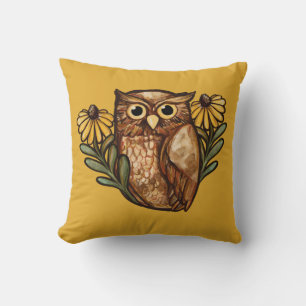 Coussin Chouettes à fleurs de Susan Oyed Noir