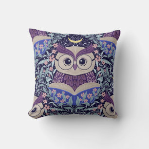 Coussin Chouettes Sages sous le ciel clair de lune dans le