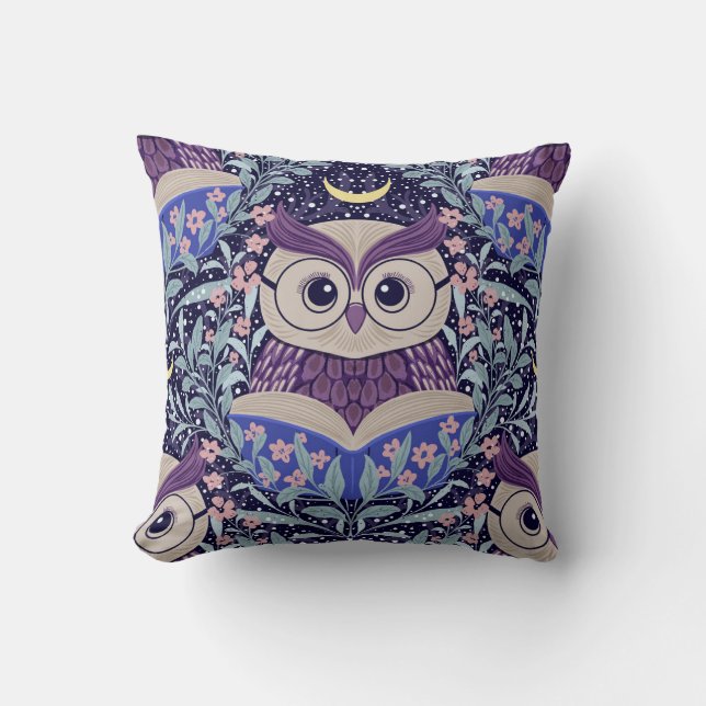 Coussin Chouettes Sages sous le ciel clair de lune dans le (Recto)