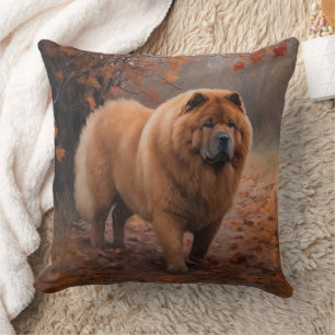 Coussin Chow Chow à l'automne Feuilles automne Inspire
