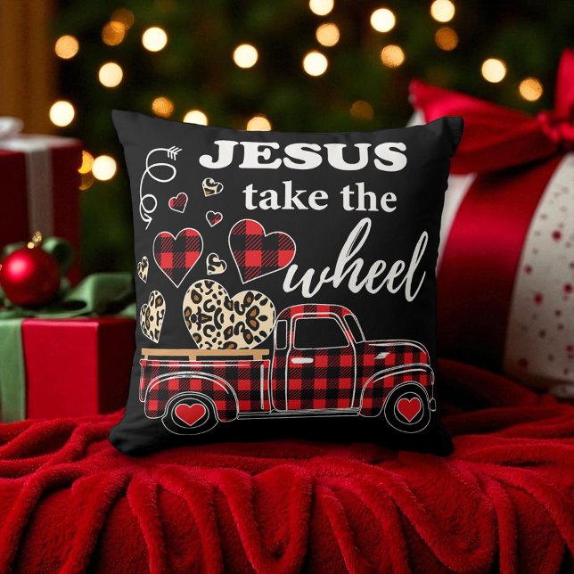 Coussin Chrétien - Jésus Prend le Volant - Noël (Créateur téléchargé)
