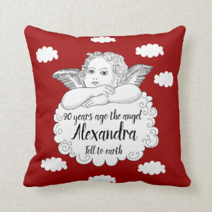 Coussin Christian Cloud Angel Joyeux 90e Anniversaire Roug