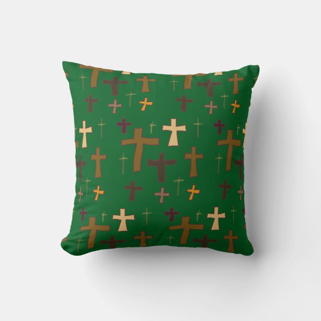 Coussin Christian Crosses on Kelly Green  (Recto)