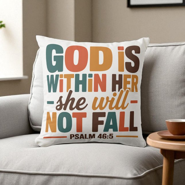 Coussin Christian - God is Within Her Custom Bible Verse (Créateur téléchargé)