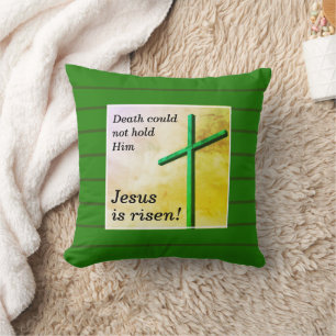 Coussin Christian JÉSUS EST RESSORTI Croix Pâques