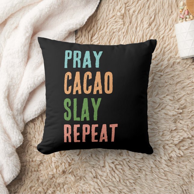 Coussin Christian PRAY CACAO SLAY REPEAT (Couverture)