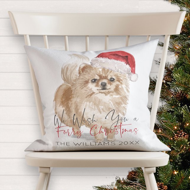 Coussin CHRISTMAS À LA FOURRIE Père Noël Chien Monogramme (Créateur téléchargé)