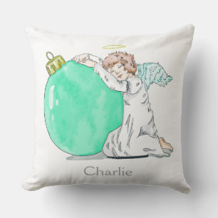 Coussin Christmas Angel nom personnalisé jeter des oreille