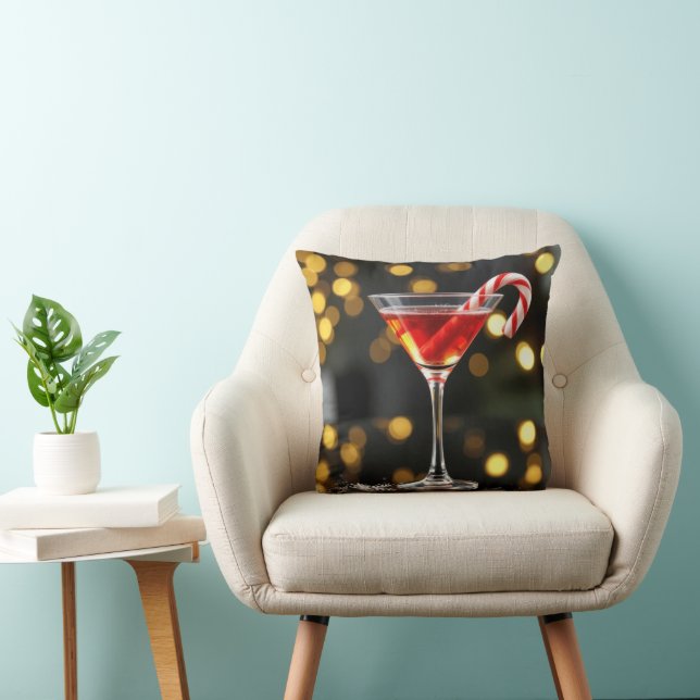 Coussin Christmas Candy Cane In a Cocktail (Chaise)