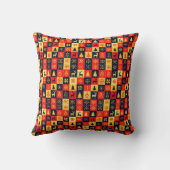 Coussin Christmas Checkerboard Pattern – Red & Yellow Tree (Verso)