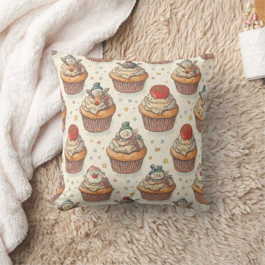 Coussin Christmas Cupcake Party Pattern | Cute Desserts (Couverture)
