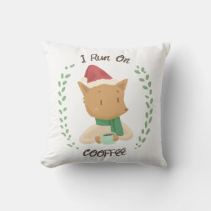 Coussin Christmas Fox aime le café
