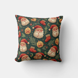 Coussin Christmas Green Santa Cookie Pillow Cushion