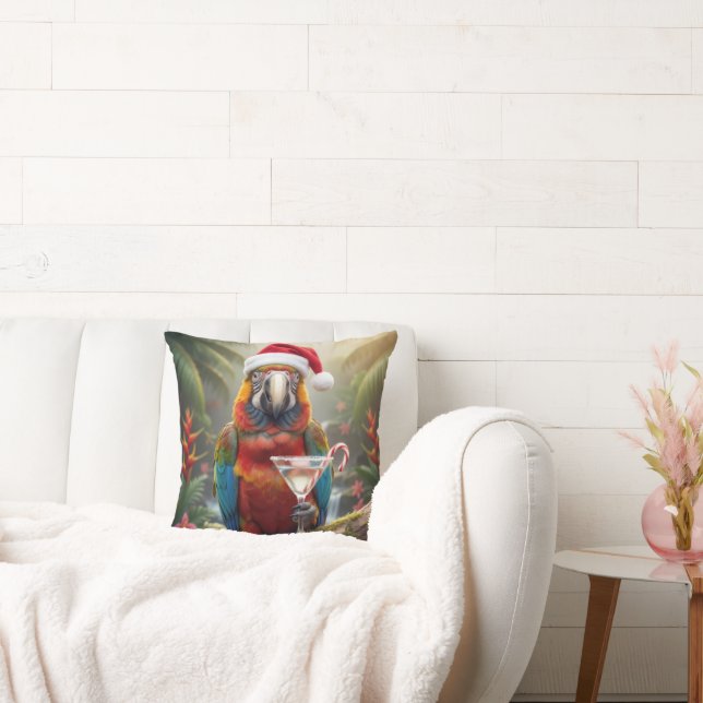 Coussin Christmas Macaw Parrot With Martini Cocktail (Canapé)