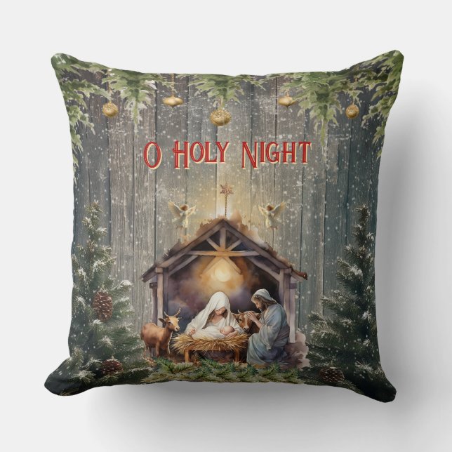 Coussin Christmas Nativity Scene Throw Pillow (Recto)