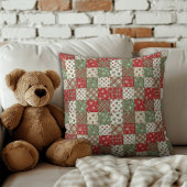 Coussin Christmas  patchwork green red pattern 