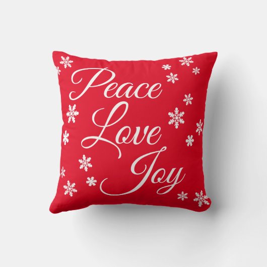 Coussin Christmas Peace Love Joy White Snowflake Script (Verso)
