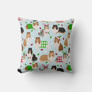Coussin Christmas Rough Collie Jeu d'oreiller