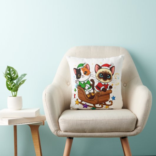Coussin Christmas Sleigh Cats! (Chaise)