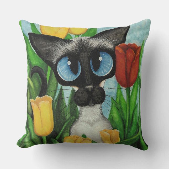 Coussin Christmas Snow Siamese Cat American MoJo Pillows (Recto)