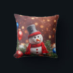 Coussin Christmas Snowman<br><div class="desc">Snowman décoré Noël</div>